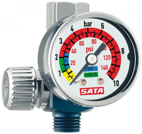 SATA Luftmikrometer mit Manometer, 1/4" (Außengewinde) und G 1/4" (Innengewinde)