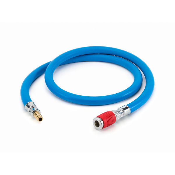 SATA Lackierluftschlauch, blau, 9 mm, 1,2 m lang mit Schnellkupplung, rot und Nippel